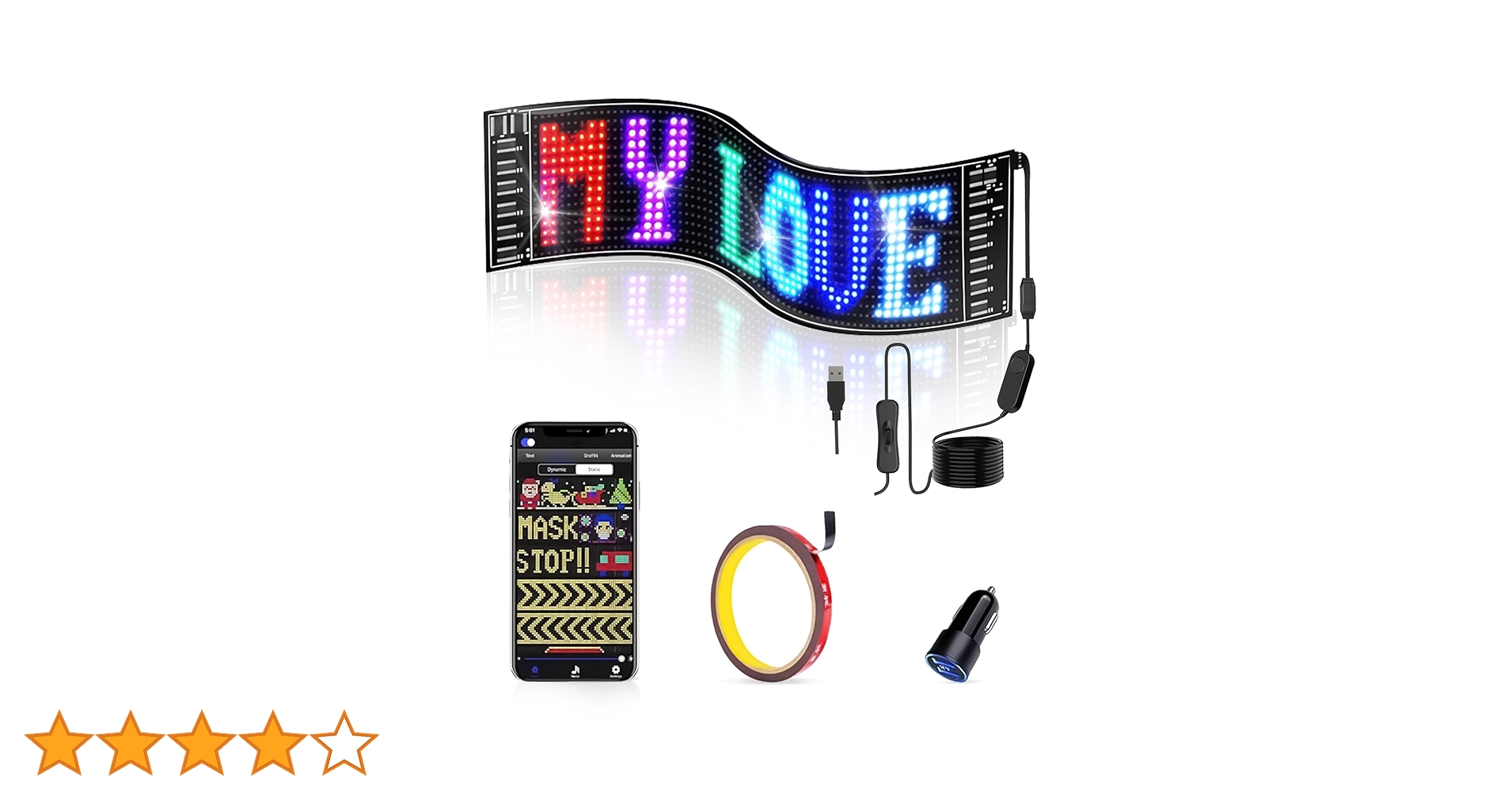 Amazon | SUBORAWOS USB LEDカラーサイン スクロールメッセージ